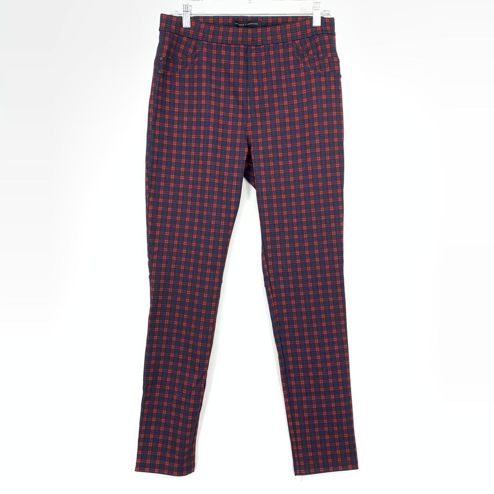Sanctuary X Anthropologie Finchley Plaid Skinny Pants Womens Sz Large Red Blue